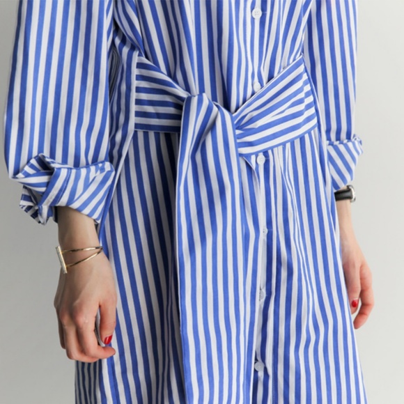 Hamptons Blue & White Striped Shirt Dress - Picture 7 of 8